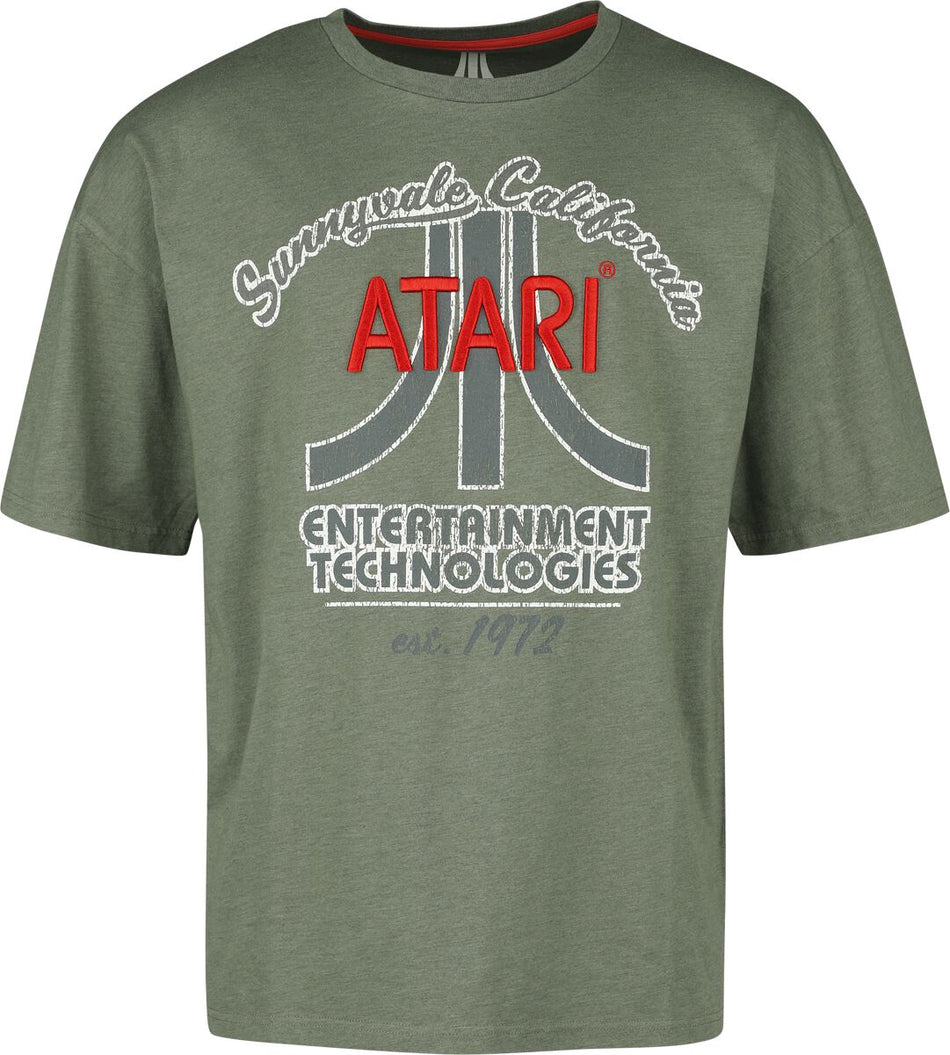 T-Shirt Manches courtes Gaming de Atari - Logo Vintage - M à L - pour Homme - olive - Atari