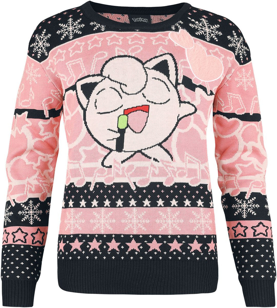 Pull de Noël Gaming de Pokémon - Rondoudou - S à XXL - pour Femme - rose/noir - Pokémon