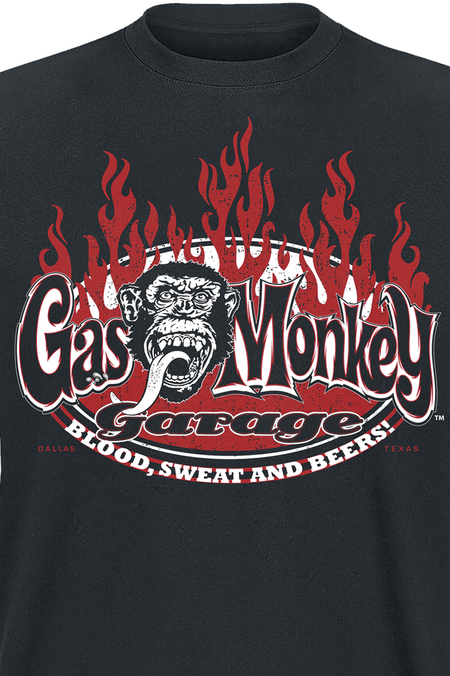 T-Shirt Manches courtes Rockabilly de Gas Monkey Garage - Blood Sweat And Red Flames - M à 3XL - pour Homme - noir - Gas Monkey Garage - View 2
