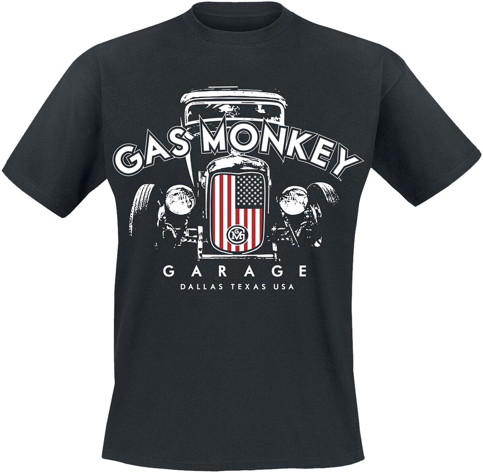 T-Shirt Manches courtes Rockabilly de Gas Monkey Garage - Drapeau USA Grill - S à XXL - pour Homme - noir - Gas Monkey Garage