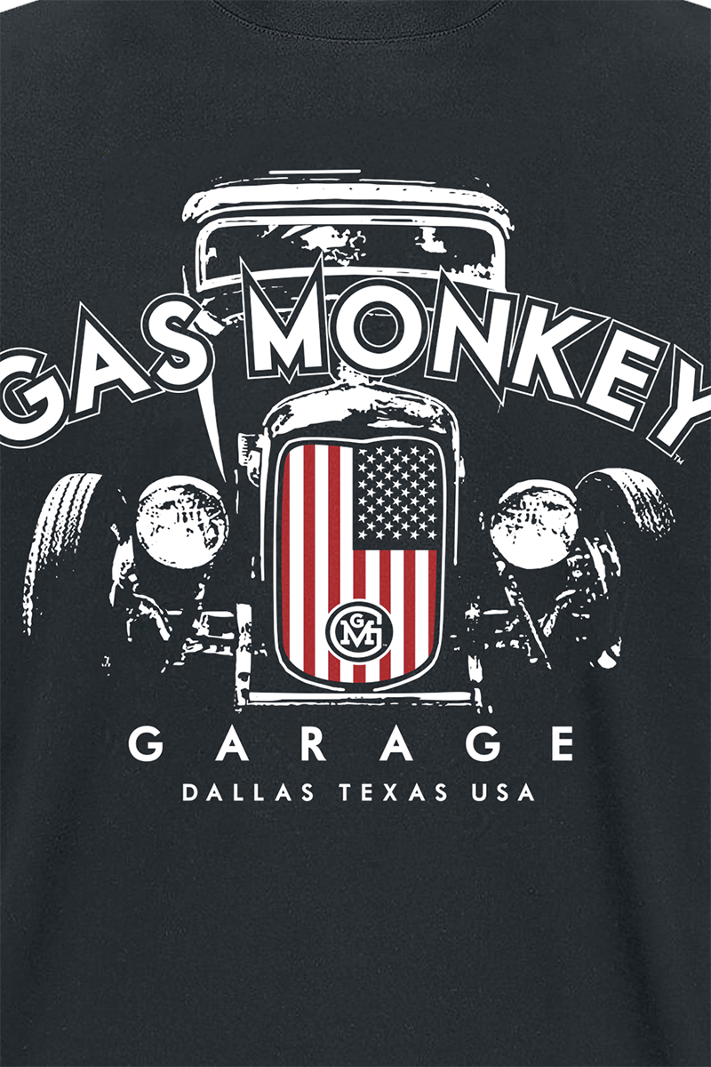 T-Shirt Manches courtes Rockabilly de Gas Monkey Garage - Drapeau USA Grill - S à XXL - pour Homme - noir - Gas Monkey Garage - View 2