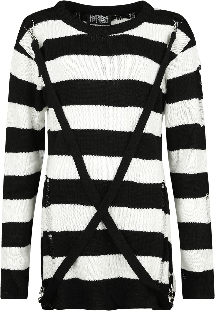 Pull tricoté Gothic de Heartless - Pull Oriana - XS à 4XL - pour Femme - noir/blanc - Heartless