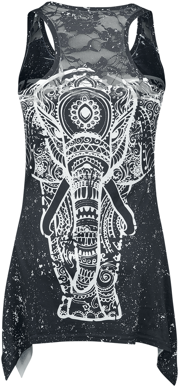 Top Gothic de Innocent - Débardeur Empiècement Dentelle Spiritual Elephant - S à XXL - pour Femme - noir/blanc - innocent - View 2