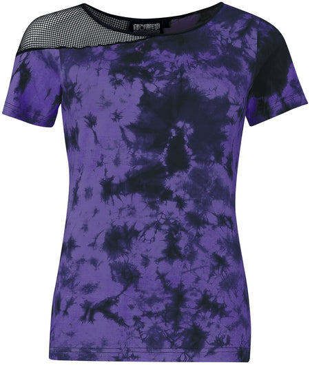T-Shirt Manches courtes Gothic de Poizen Industries - Haut Sabrina - XS à 4XL - pour Femme - noir/lilas - Poizen Industries