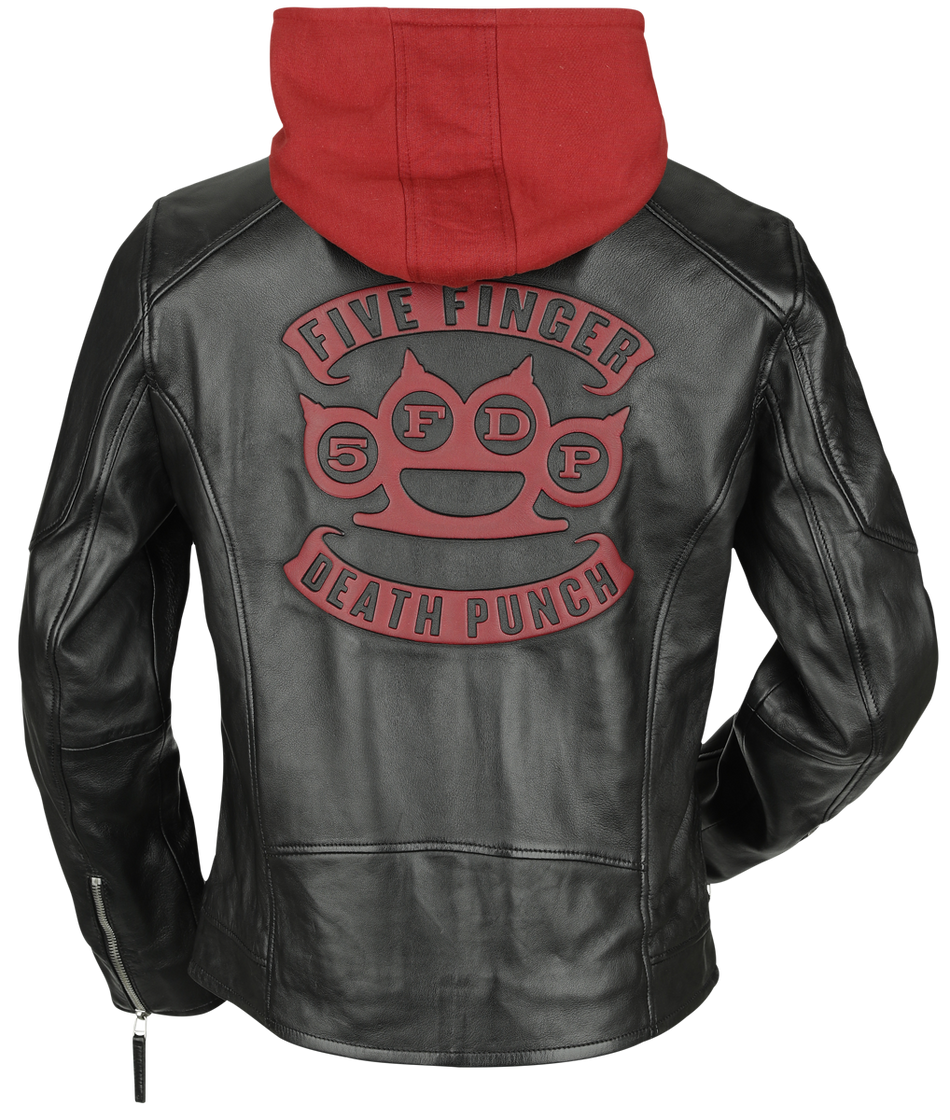Veste en cuir  de Five Finger Death Punch - EMP Signature Collection - S à 3XL - pour Homme - noir/rouge foncé - Five Finger Death Punch - View 2