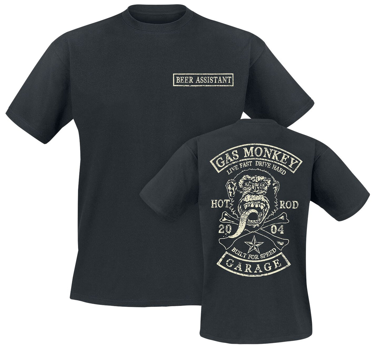 T-Shirt Manches courtes Rockabilly de Gas Monkey Garage - Hot Rod - Beer Assistant - S à 3XL - pour Homme - noir - Gas Monkey Garage