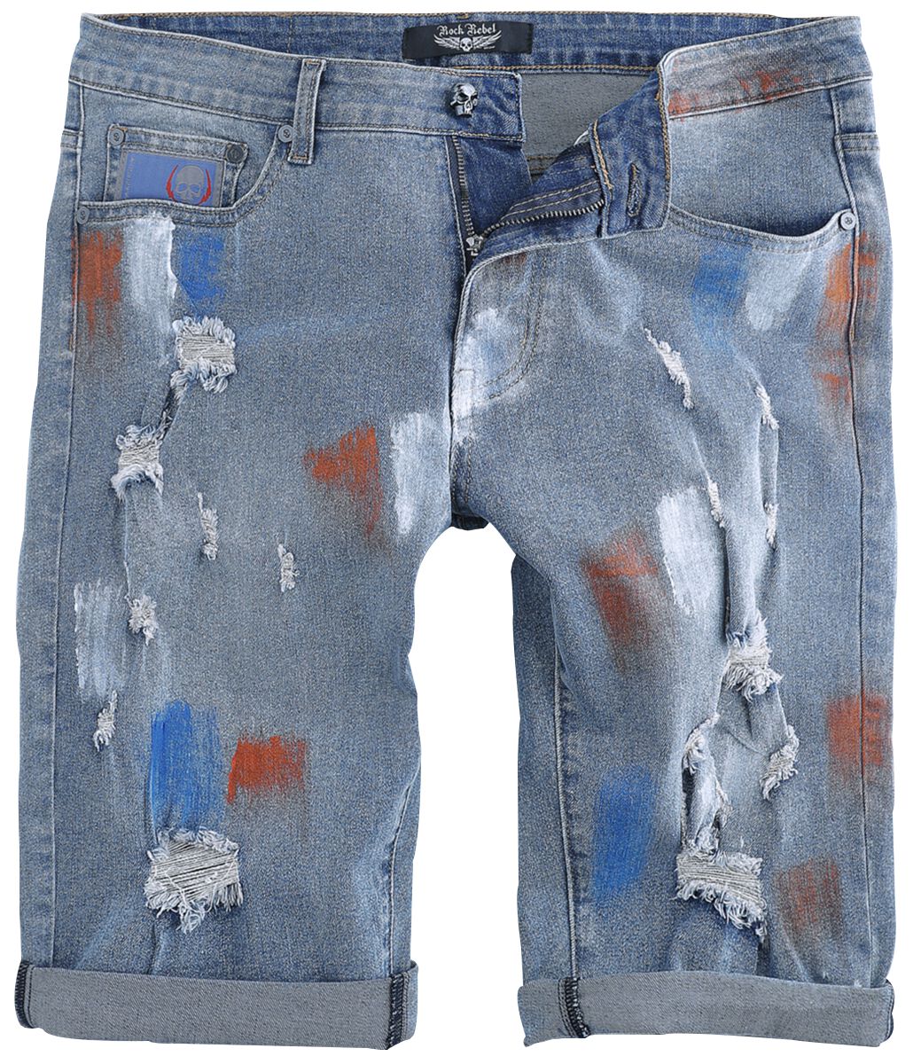 Short  de Rock Rebel by EMP - Short Délavé - 32 à 36 - pour Homme - bleu - Rock Rebel by EMP