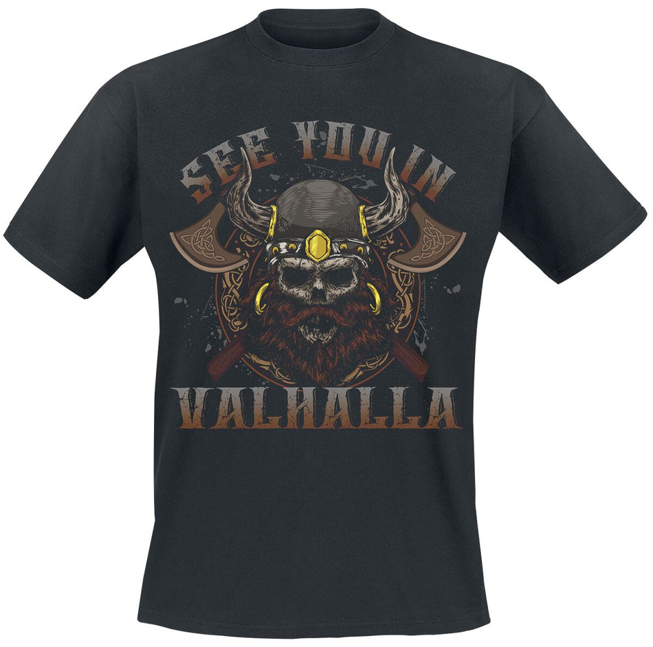 T-Shirt Manches courtes Fun de Slogans - See You In Valhalla - S à 4XL - pour Homme - noir - Slogans