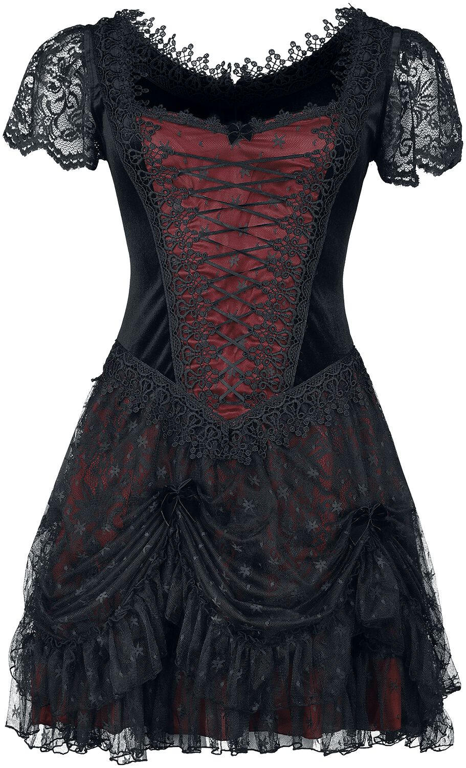 Robe courte Gothic de Sinister Gothic - Mini-robe - L à XL - pour Femme - noir/rouge - Sinister Gothic