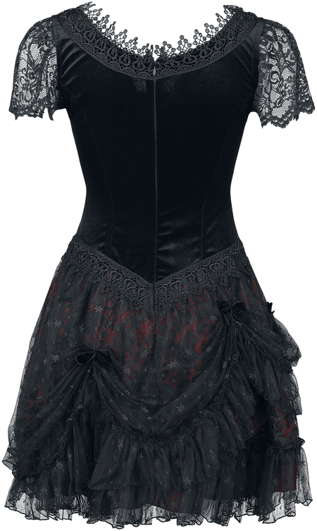 Robe courte Gothic de Sinister Gothic - Mini-robe - L à XL - pour Femme - noir/rouge - Sinister Gothic - View 2