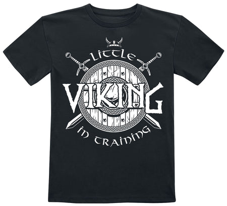 T-Shirt Manches courtes Fun de Slogans - Little Viking In Training - 116 à 164 - pour Enfants - noir - Slogans