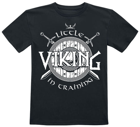 T-Shirt Manches courtes Fun de Slogans - Little Viking In Training - 116 à 164 - pour Enfants - noir - Slogans