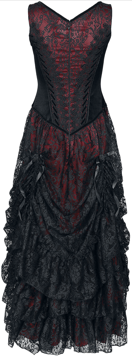 Robe longue Gothic de Sinister Gothic - XS à 4XL - pour Femme - noir/rouge - Sinister Gothic - View 2