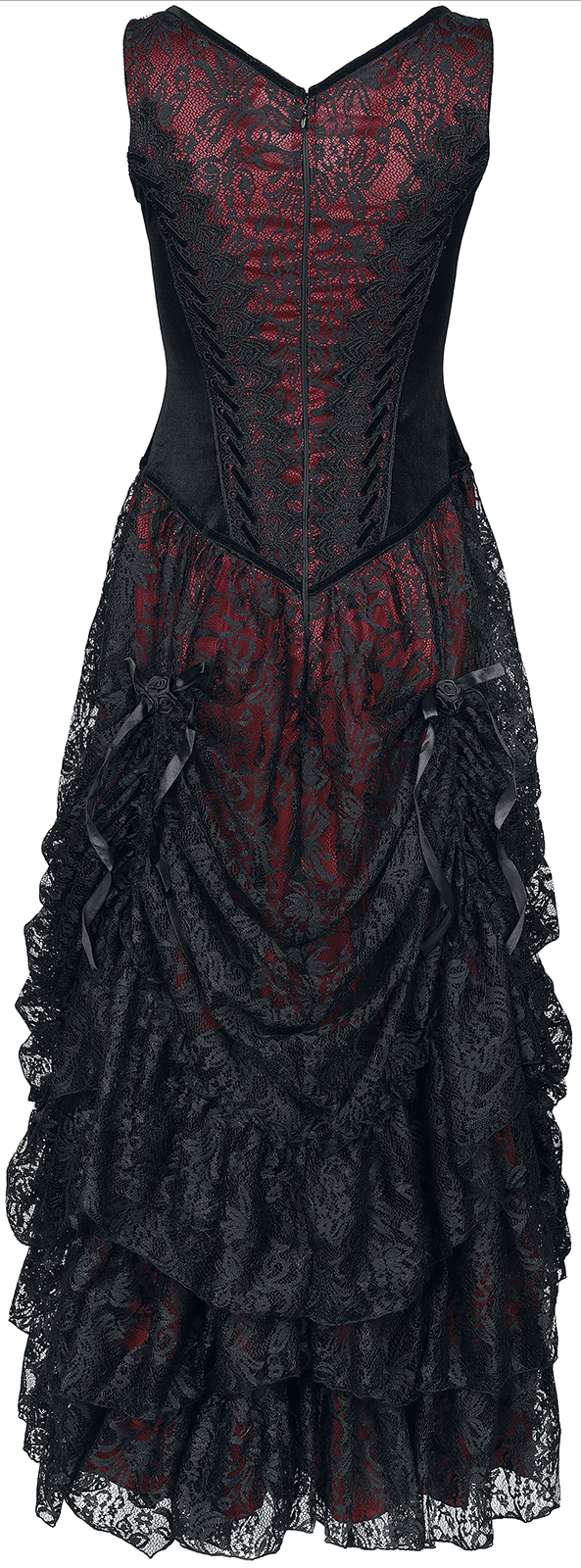 Robe longue Gothic de Sinister Gothic - XS à 4XL - pour Femme - noir/rouge - Sinister Gothic - View 2