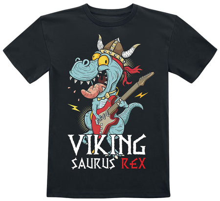 T-Shirt Manches courtes Fun de Tierisch - Viking Saurus Rex - 116 à 164 - pour Unisexe - noir - Tierisch