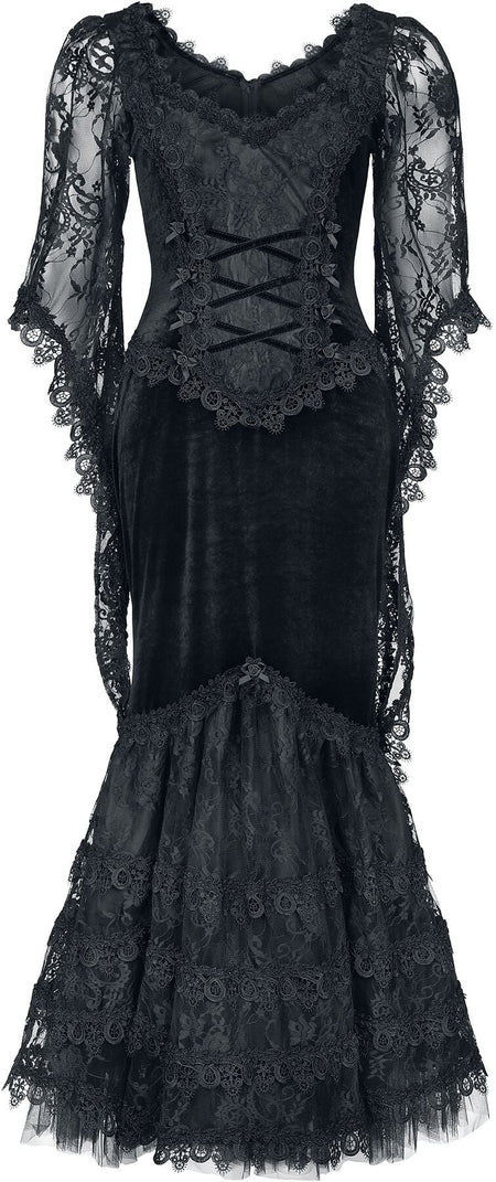 Robe longue Gothic de Sinister Gothic - XS à XXL - pour Femme - noir - Sinister Gothic