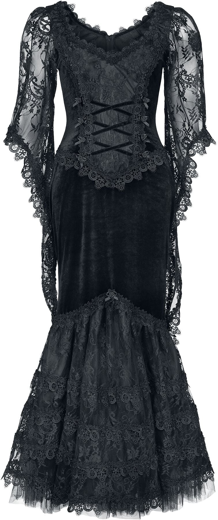 Robe longue Gothic de Sinister Gothic - XS à XXL - pour Femme - noir - Sinister Gothic