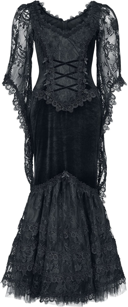 Robe longue Gothic de Sinister Gothic - XS à XXL - pour Femme - noir - Sinister Gothic