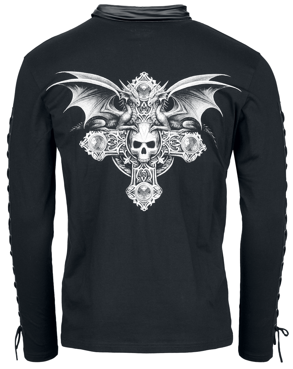 T-shirt manches longues Gothic de Gothicana by EMP - Gothicana X Anne Stokes - Haut manches longues - L - pour Homme - noir - Gothicana by EMP - View 2