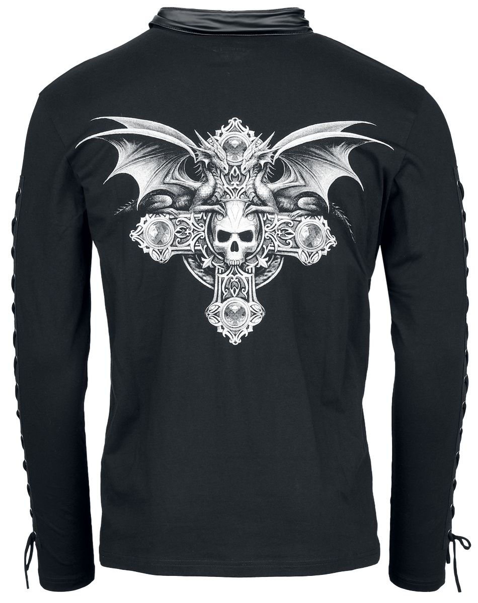T-shirt manches longues Gothic de Gothicana by EMP - Gothicana X Anne Stokes - Haut manches longues - L - pour Homme - noir - Gothicana by EMP - View 2