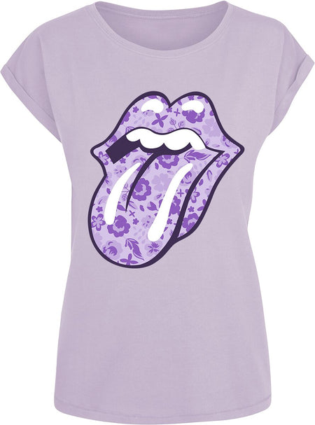 T-Shirt Manches courtes  de The Rolling Stones - Floral Tongue - S à XL - pour Femme - lilas - The Rolling Stones