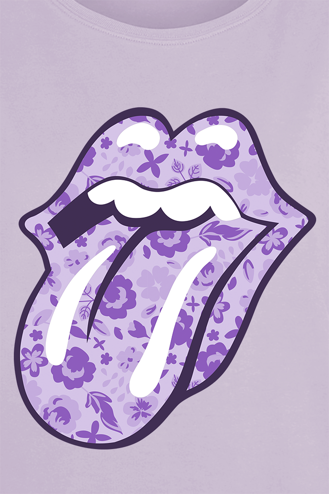 T-Shirt Manches courtes  de The Rolling Stones - Floral Tongue - S à XL - pour Femme - lilas - The Rolling Stones - View 2