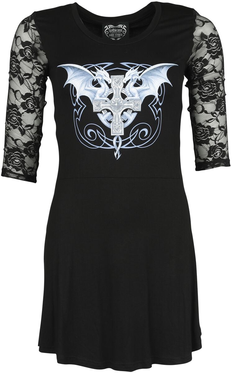 T-shirt manches longues Gothic de Gothicana by EMP - Gothicana X Anne Stokes - Haut manches longues - S à L - pour Femme - noir - Gothicana by EMP