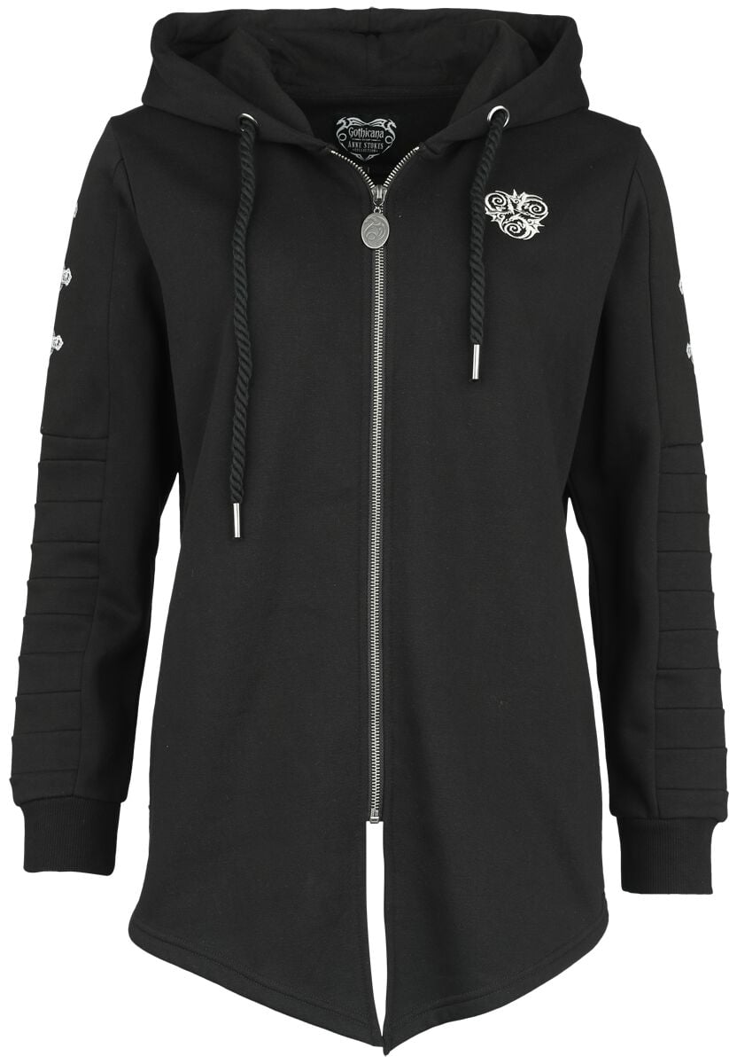 Sweat-shirt zippé à capuche Gothic de Gothicana by EMP - Gothicana X Anne Stokes - Veste à capuche - S à M - pour Femme - noir - Gothicana by EMP