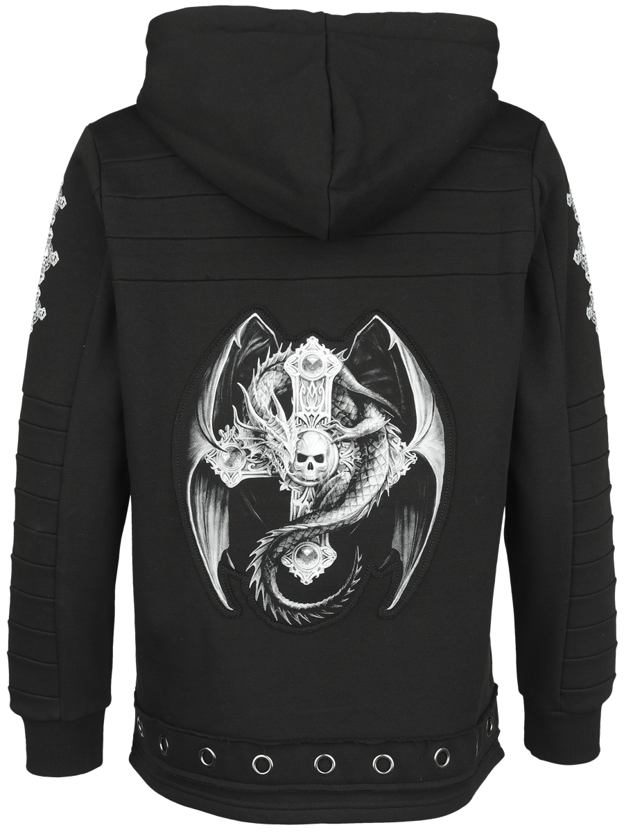 Sweat-shirt zippé à capuche Gothic de Gothicana by EMP - Gothicana X Anne Stokes - Veste à capuche - S à M - pour Femme - noir - Gothicana by EMP - View 2