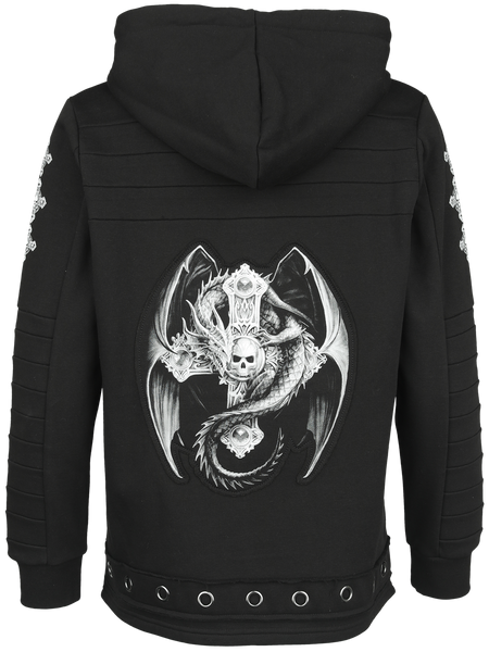 Sweat-shirt zippé à capuche Gothic de Gothicana by EMP - Gothicana X Anne Stokes - Veste à capuche - S à M - pour Femme - noir - Gothicana by EMP - View 2