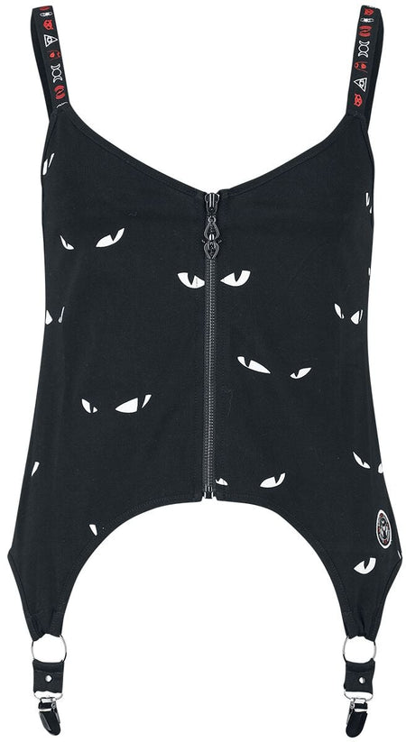 Top Gothic de Gothicana by EMP - Gothicana AOP Cat Top - L à XXL - pour Femme - noir - Gothicana by EMP