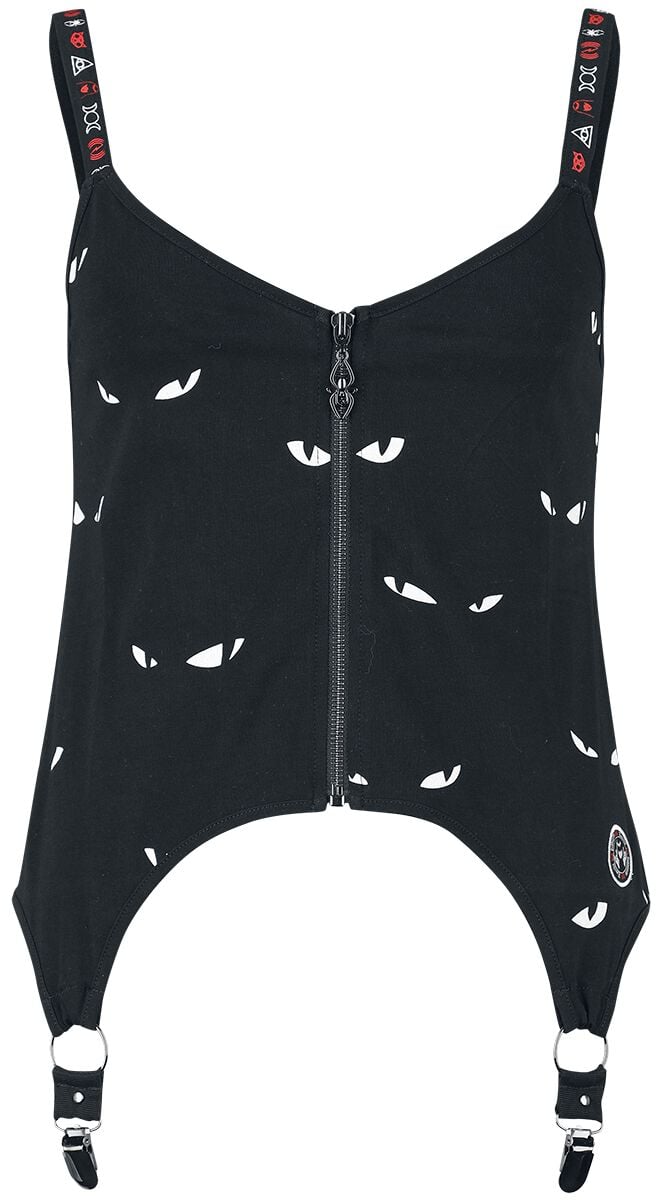 Top Gothic de Gothicana by EMP - Gothicana AOP Cat Top - L à XXL - pour Femme - noir - Gothicana by EMP