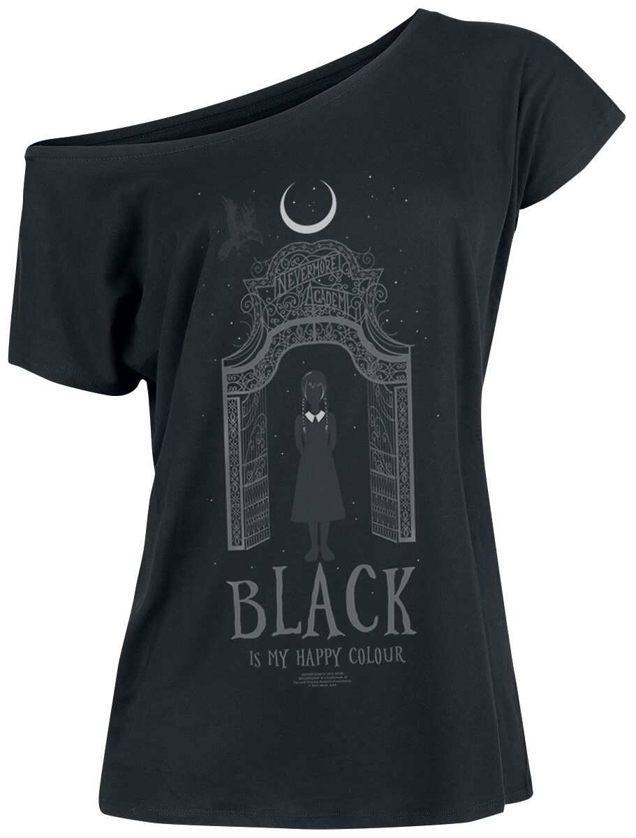 T-Shirt Manches courtes Gothic de Wednesday - Black Is My Happy Colour - S à XXL - pour Femme - noir - Wednesday