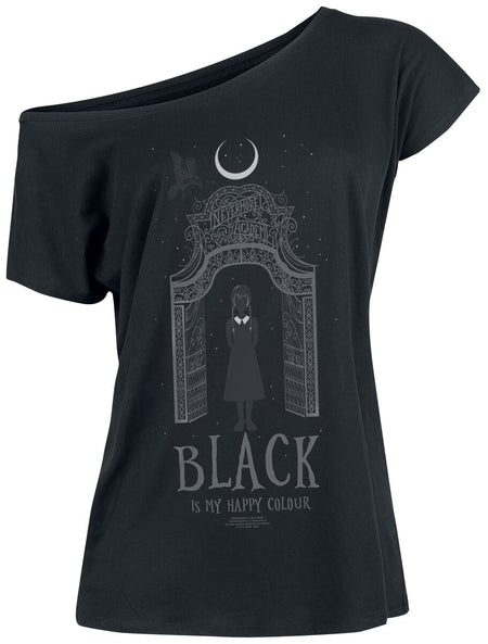 T-Shirt Manches courtes Gothic de Wednesday - Black Is My Happy Colour - S à 4XL - pour Femme - noir - Wednesday