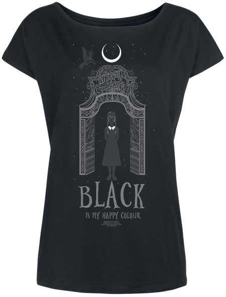 T-Shirt Manches courtes Gothic de Wednesday - Black Is My Happy Colour - S à XXL - pour Femme - noir - Wednesday - View 2