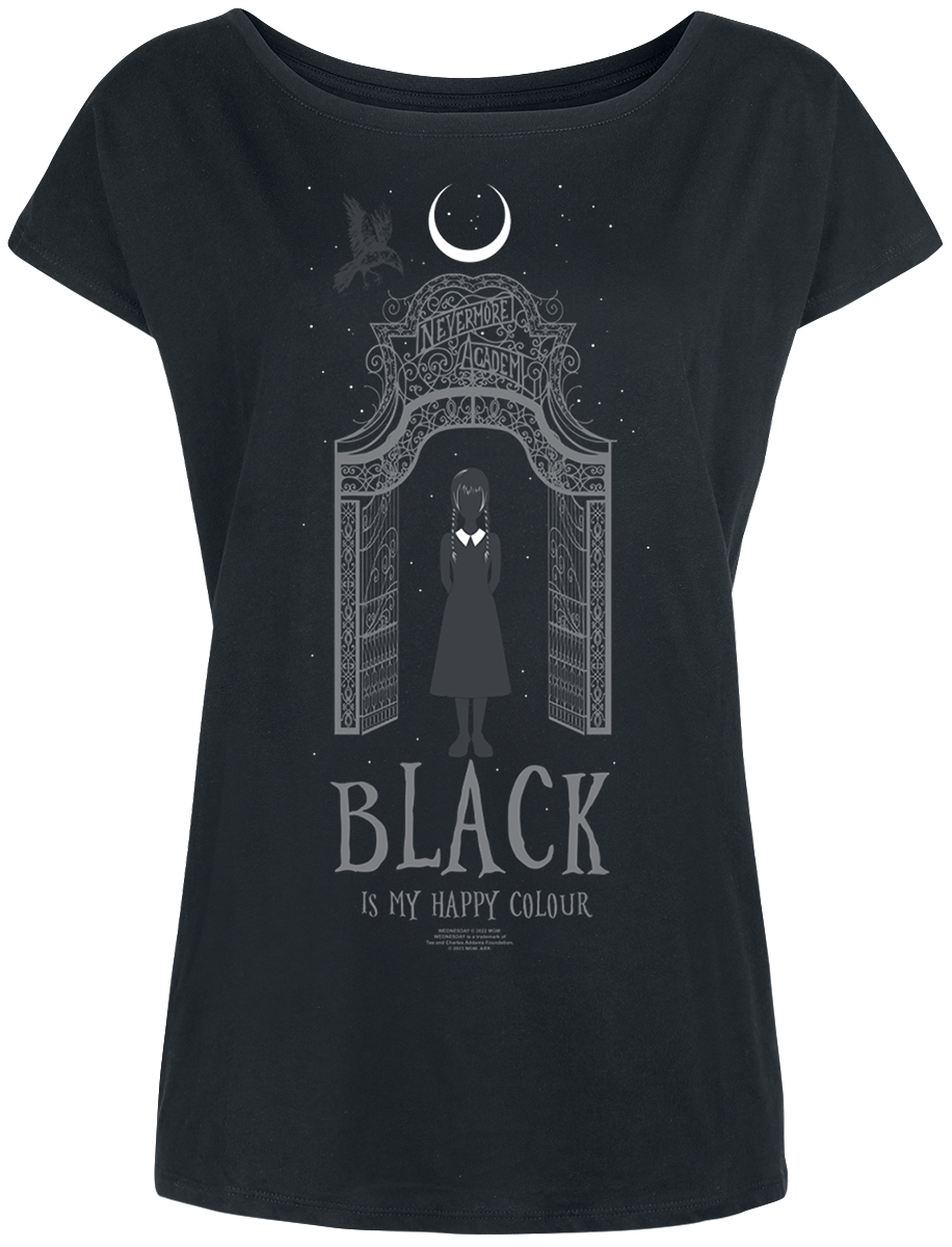 T-Shirt Manches courtes Gothic de Wednesday - Black Is My Happy Colour - S à 4XL - pour Femme - noir - Wednesday - View 2