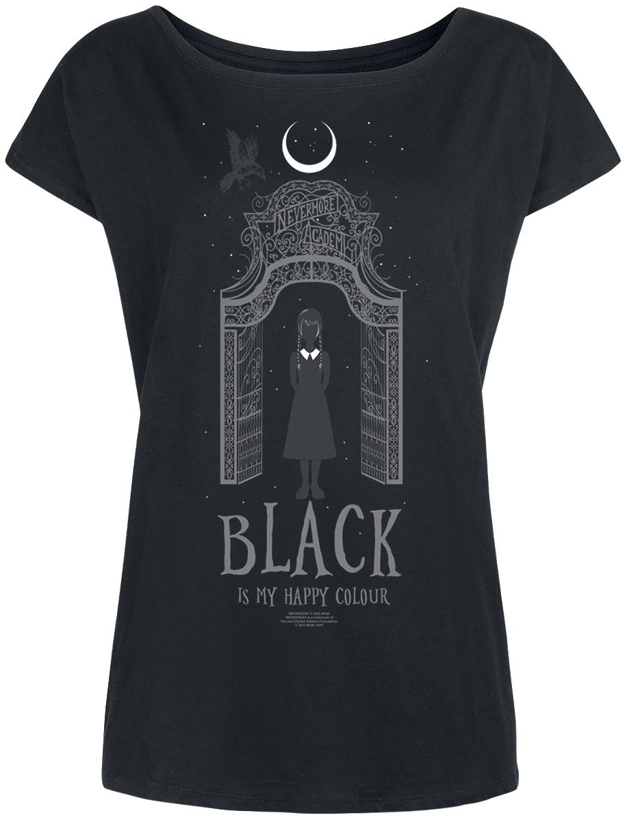 T-Shirt Manches courtes Gothic de Wednesday - Black Is My Happy Colour - S à 4XL - pour Femme - noir - Wednesday - View 2