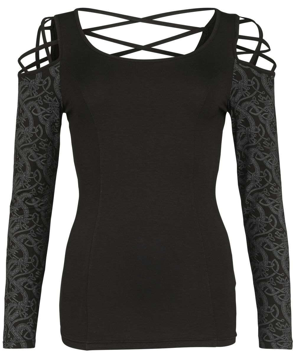 T-shirt manches longues  de Black Premium by EMP - Haut manches longues épaules découvertes - S à XXL - pour Femme - noir - Black Premium by EMP