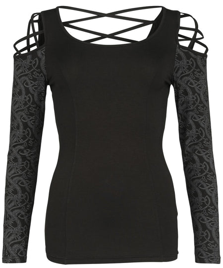 T-shirt manches longues  de Black Premium by EMP - Haut manches longues épaules découvertes - S à XXL - pour Femme - noir - Black Premium by EMP