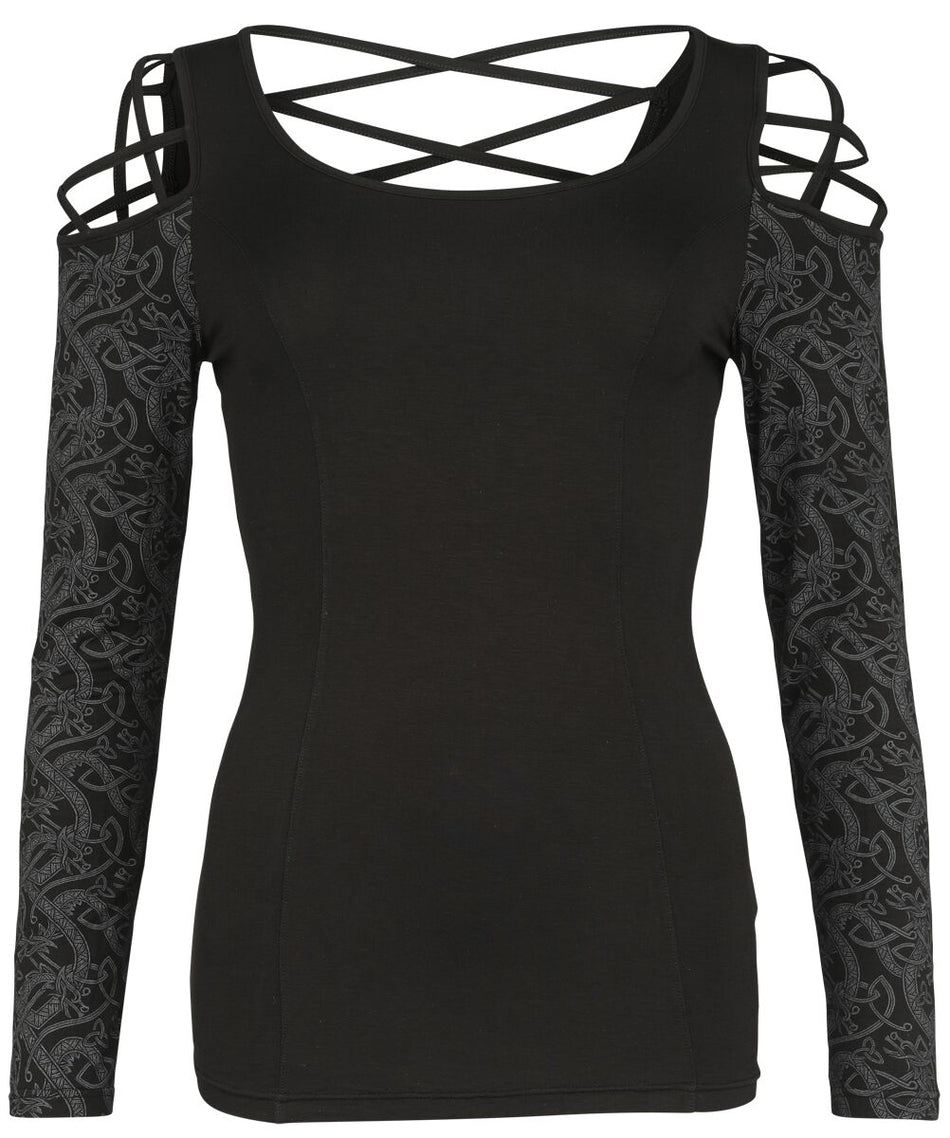 T-shirt manches longues  de Black Premium by EMP - Haut manches longues épaules découvertes - S à XXL - pour Femme - noir - Black Premium by EMP