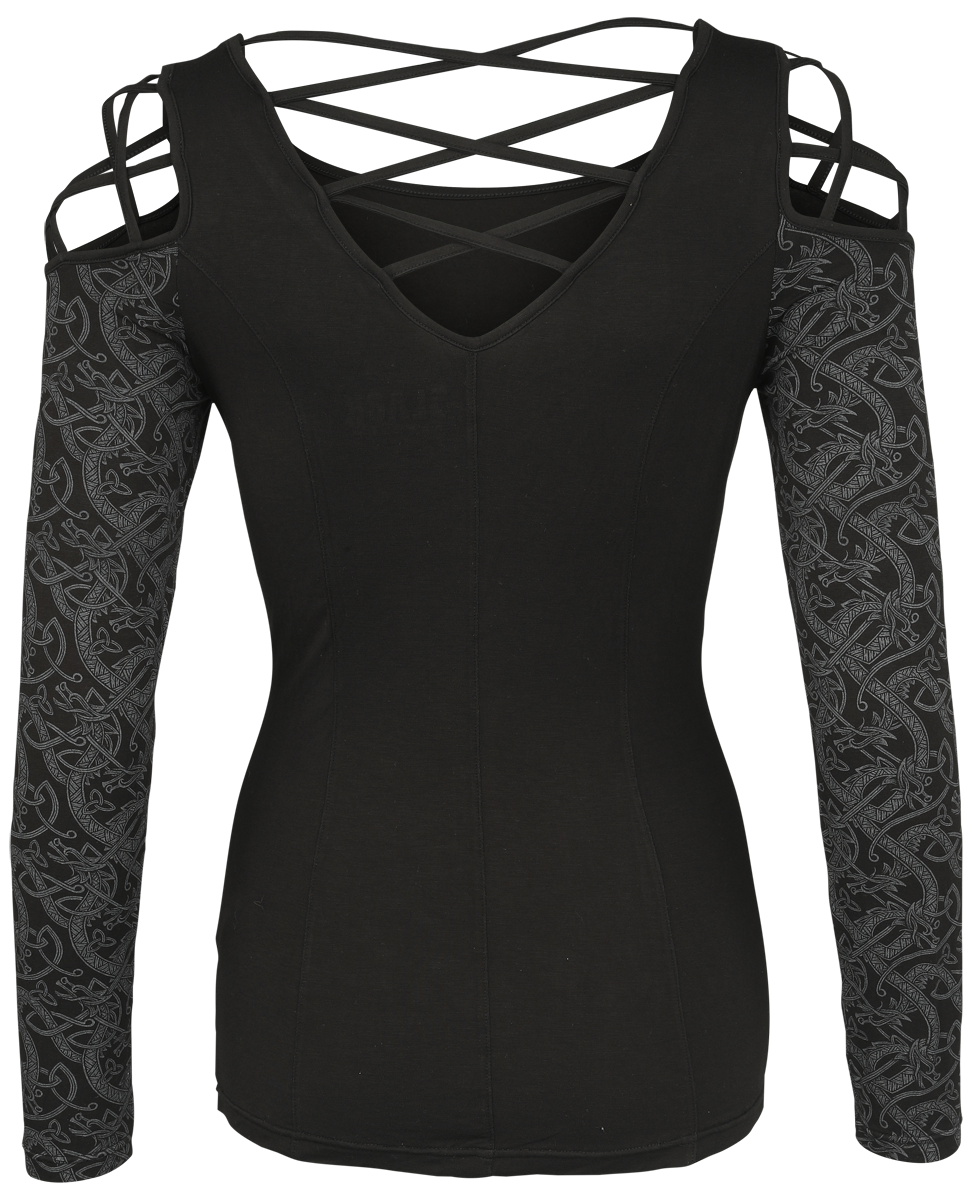 T-shirt manches longues  de Black Premium by EMP - Haut manches longues épaules découvertes - S à XXL - pour Femme - noir - Black Premium by EMP - View 2
