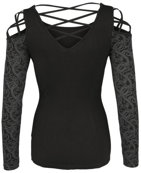 T-shirt manches longues  de Black Premium by EMP - Haut manches longues épaules découvertes - S à XXL - pour Femme - noir - Black Premium by EMP - View 2