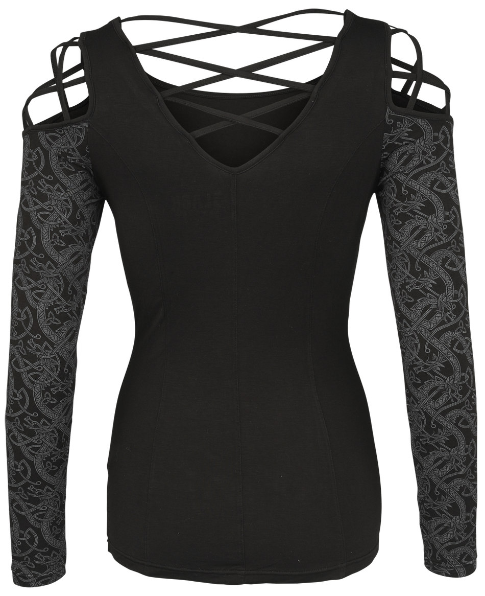 T-shirt manches longues  de Black Premium by EMP - Haut manches longues épaules découvertes - S à XXL - pour Femme - noir - Black Premium by EMP - View 2
