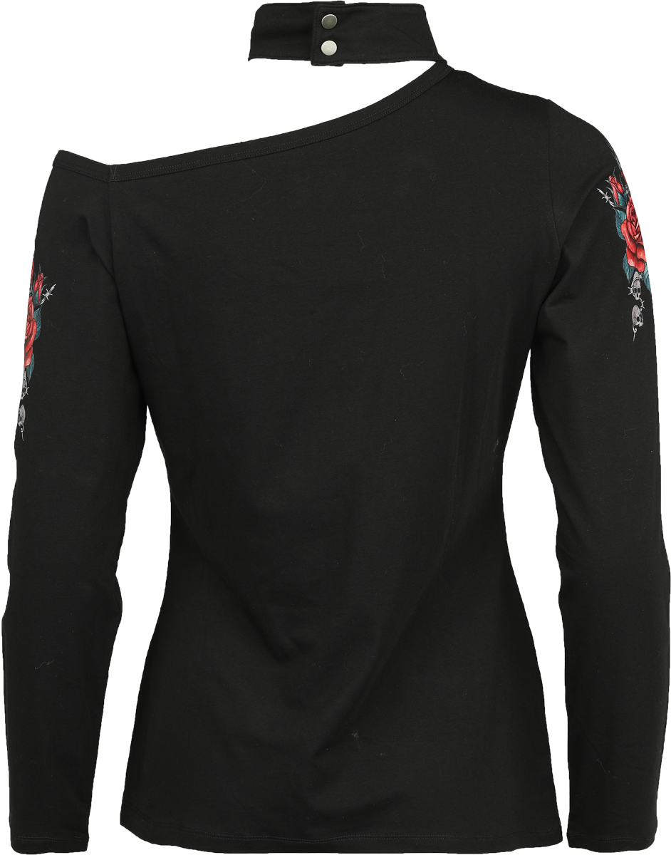 T-shirt manches longues  de Rock Rebel by EMP - Haut Manches Longues Imprimé Crâne & Roses - S à XL - pour Femme - noir - Rock Rebel by EMP - View 2