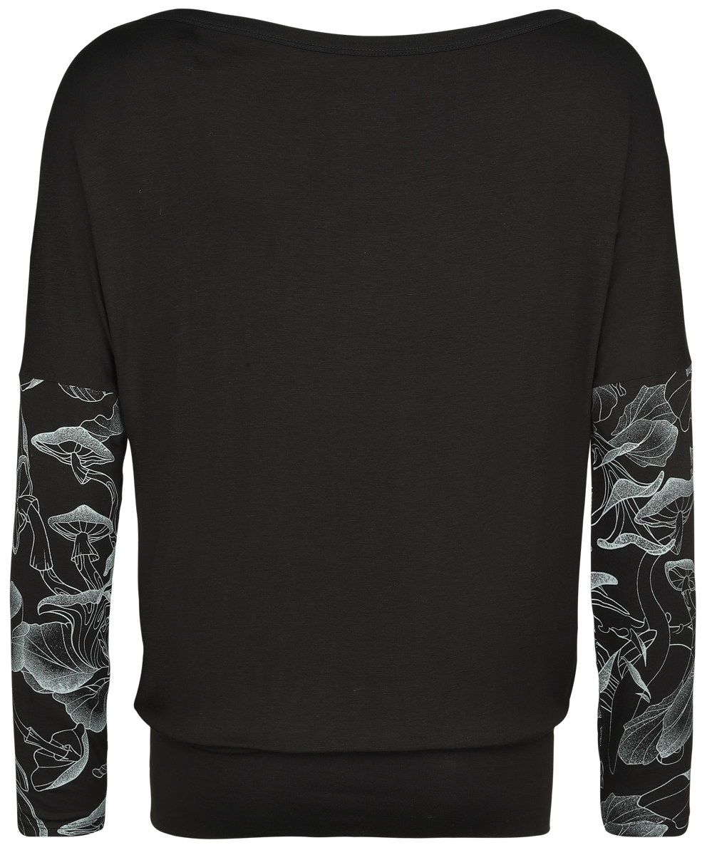 T-shirt manches longues  de Full Volume by EMP - Haut manches longues avec champignons - S à XXL - pour Femme - noir - Full Volume by EMP - View 2