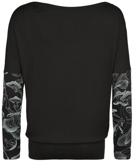 T-shirt manches longues  de Full Volume by EMP - Haut manches longues avec champignons - S à XXL - pour Femme - noir - Full Volume by EMP - View 2
