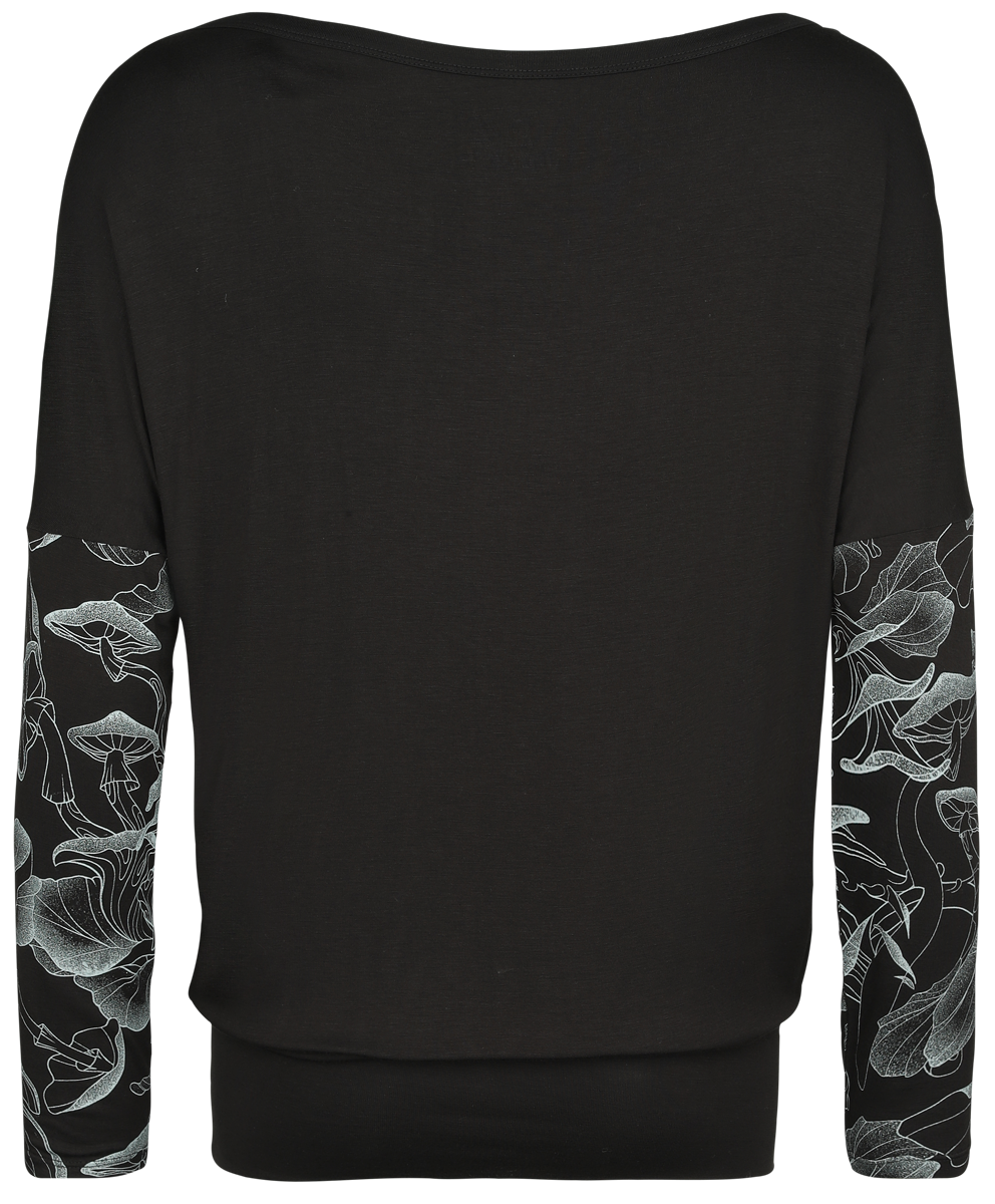T-shirt manches longues  de Full Volume by EMP - Haut manches longues avec champignons - S à XXL - pour Femme - noir - Full Volume by EMP - View 2