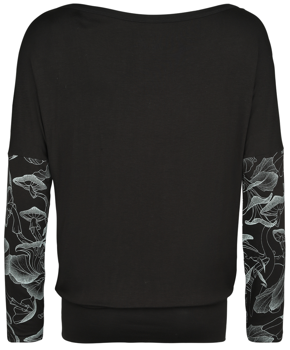 T-shirt manches longues  de Full Volume by EMP - Haut manches longues avec champignons - S à XXL - pour Femme - noir - Full Volume by EMP - View 2