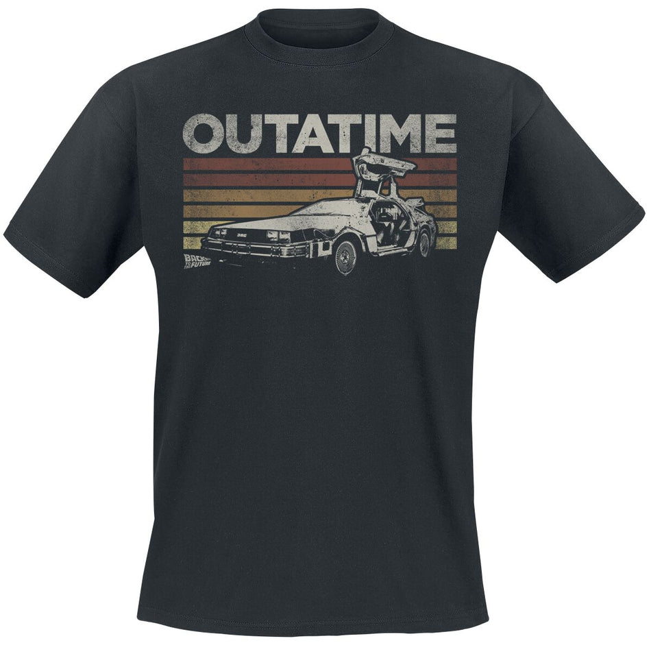 T-Shirt Manches courtes  de Retour Vers Le Futur - DeLorean - Rayures Rétro - S à 3XL - pour Homme - noir - Retour Vers Le Futur
