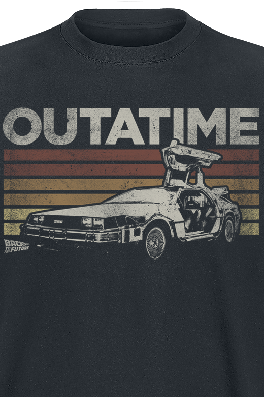 T-Shirt Manches courtes  de Retour Vers Le Futur - DeLorean - Rayures Rétro - S à 3XL - pour Homme - noir - Retour Vers Le Futur - View 2